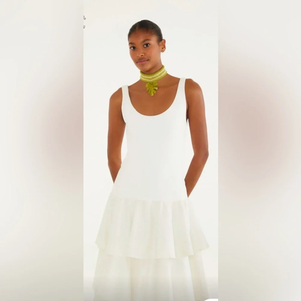 White Tiered Ruffle Dress - Picture 2 of 3